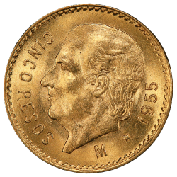 Gold coin 5 Mexican pesos